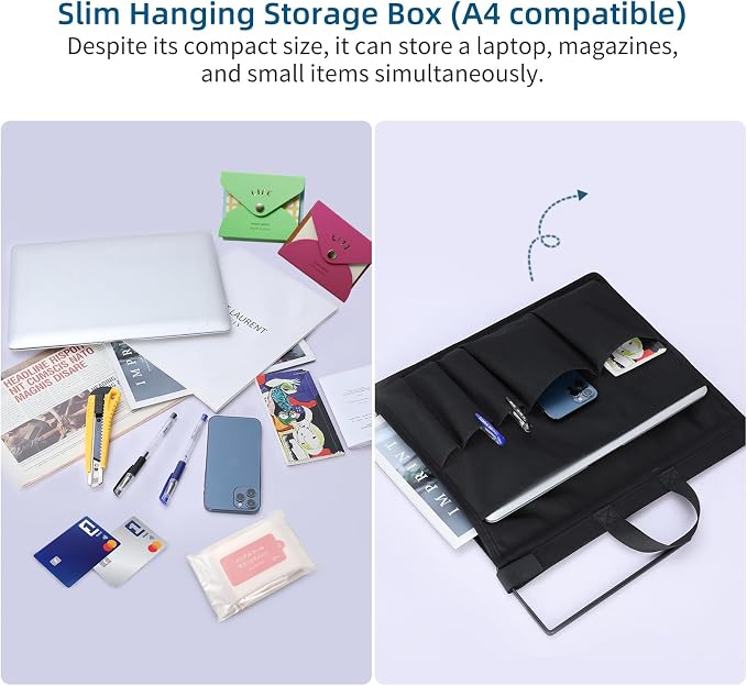 MASTLU Under Desk Hanging Storage Bag, Desk Organizer Storage, Office Side Storage Bag, Compatible with A4 Files, Detachable Handle Design, No Assembly Required, For Office Home School