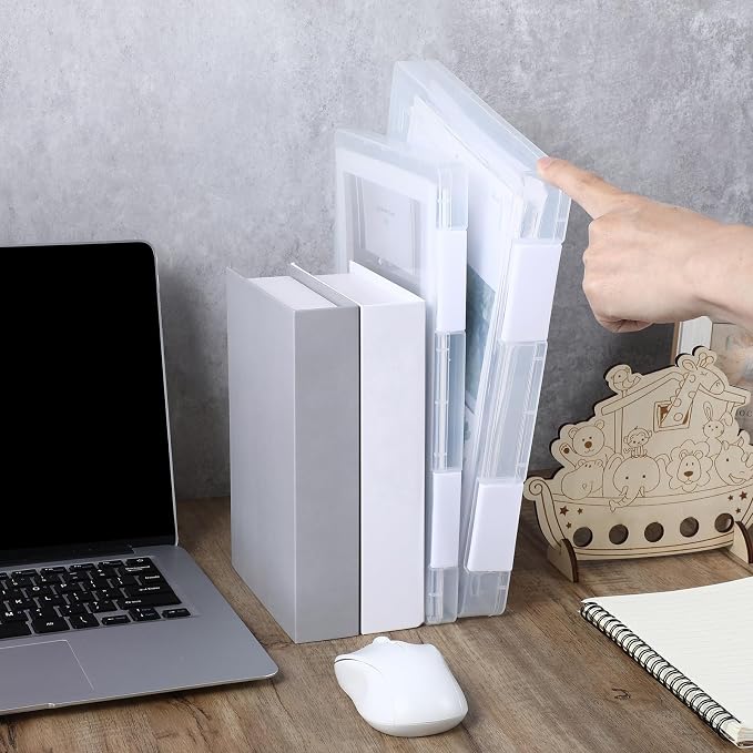 6 Pcs Clear A4 File Portable Project Case, Plastic Storage Box for 8.5" x 11" Letter Paper, Scrapbook Paper Storage Boxes Documents Magazines Holder with Buckle