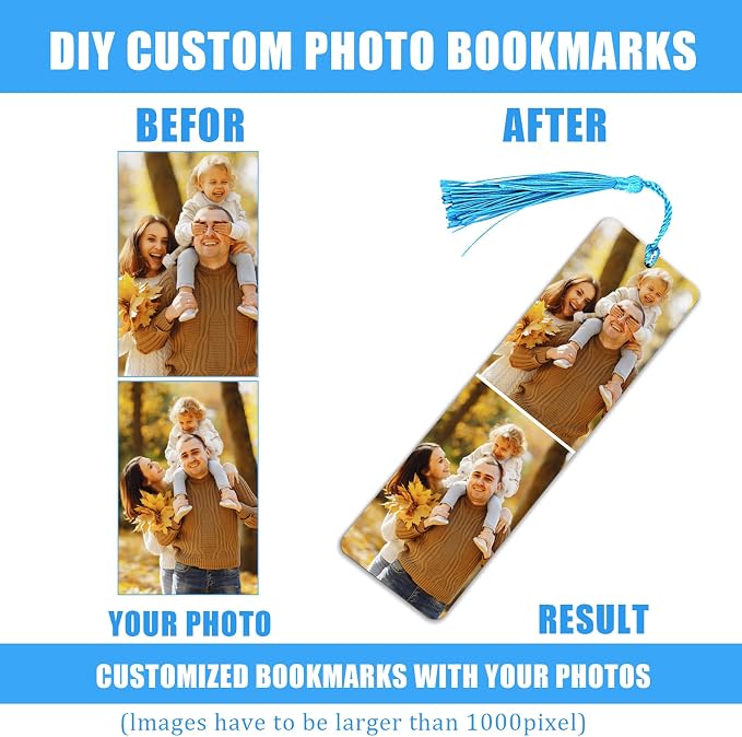 Custom Bookmark, Personalized Double-Sided Bookmark with Text & Photo, Customizd Book Mark Gift for Book Lovers, Women, Men, Birthday, Christmas, Anniversary Present