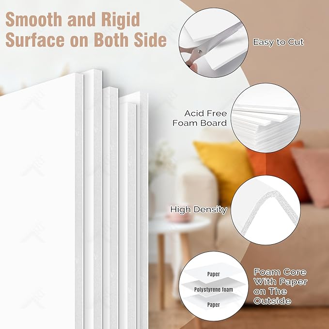 Golden State Art, Pack of 50, Foam Core Backing Boards (1/8" Thick, 11x14 White)