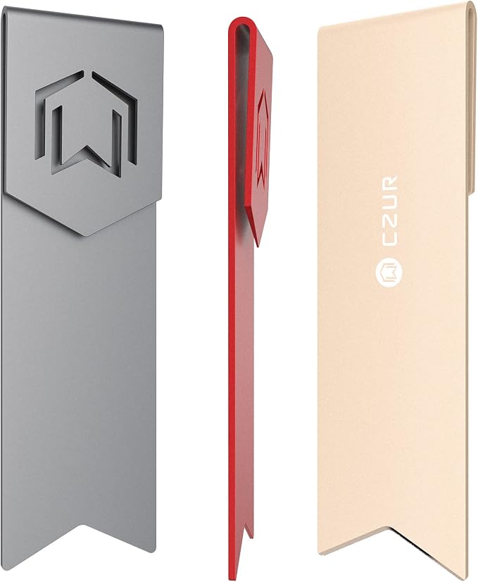 CZUR Mental Bookmark for Men, Stylish Bookmarks, Teacher Valentine Gift, Unique Gift for Women, Men, Readers, Light&Durable Reward Bookmark with ANODIZING Technology, SuperGrip U-Shape Design-3 Pieces