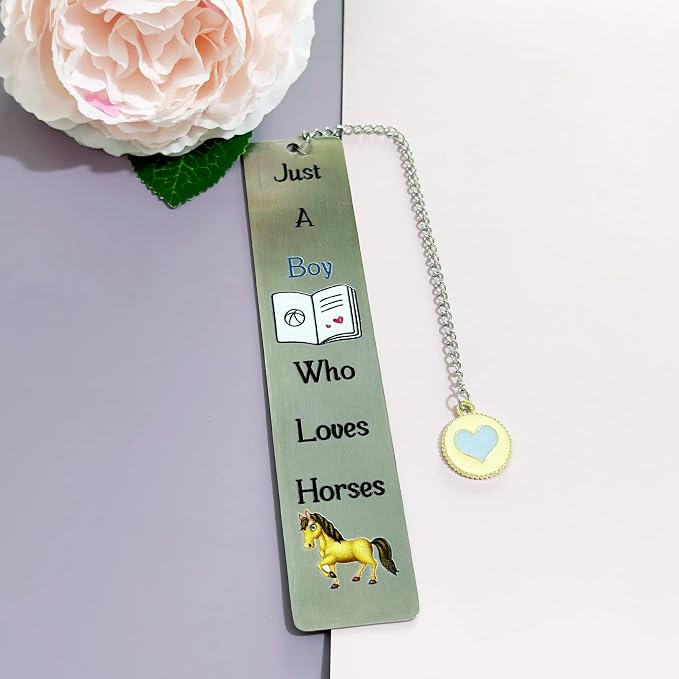Horse Bookmarks Cute Best Friend Man Teens Distance Accompany Just a Boy who Loves Horses Son Brother Grandson Godson Book Accessory Personalised Birthday Valentines Day Horses Lover Christmas Gifts