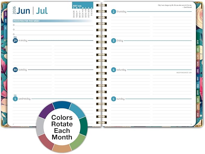 HARDCOVER Academic Year 2026-2027 Planner: 14 Months (May 2026 Through June 2027) 8.5"x 11" Daily Weekly Monthly Planner Yearly Agenda. Bookmark, Pocket Folder and Sticky Note Set (Teal Floral)