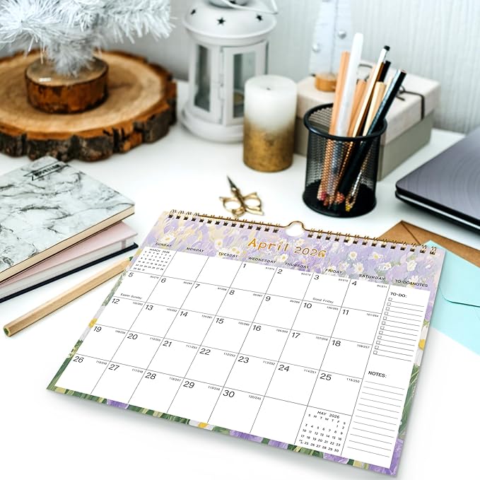 2026-2027 Wall Calendar - Includes January 2026 to June 2027, 18-Month Paper Wall Calendar 11 x 8.5 Inches.Thick Paper with Julian Dates and Block for New Year and Christmas Holidays To-dos ＆ Notes (F)