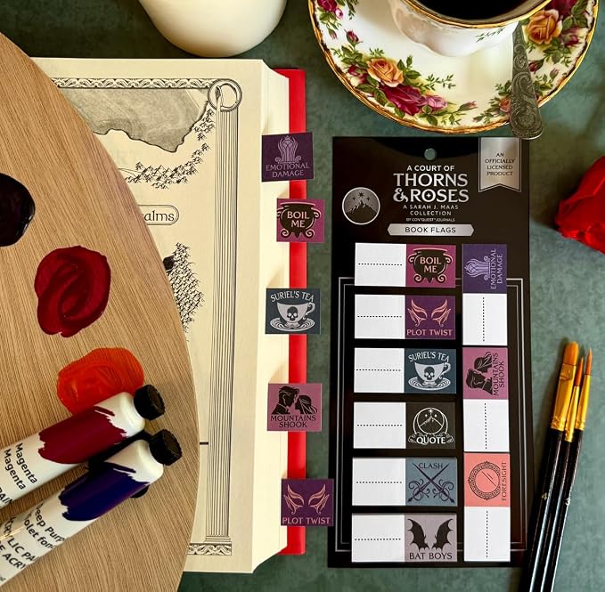 Conquest Journals A Court of Thorns and Roses Book Annotation Flags, 30 Sticky Bookmark Tabs, 9 Bookish Designs, Sarah J. Maas ACOTAR Collection, Gifts for Readers & Book Lovers, Officially Licensed