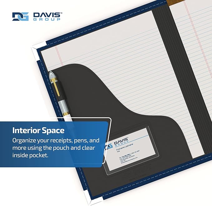 Executive Notebook Portfolio, VIP Faux-Leather Padfolio for Women and Men, Includes 8.5-by-11-Inch Writing Pad, Blue