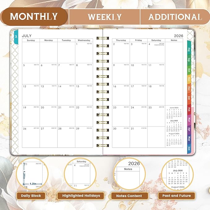 Planner 2026-2027 - Planner 26-27 Weekly and Monthly, Jul.2026 - Jun.2027, 8.5" x 6.4", 2026-2027 Calendar Planner with Monthly Tabs, Back Pocket, Sturdy Binding