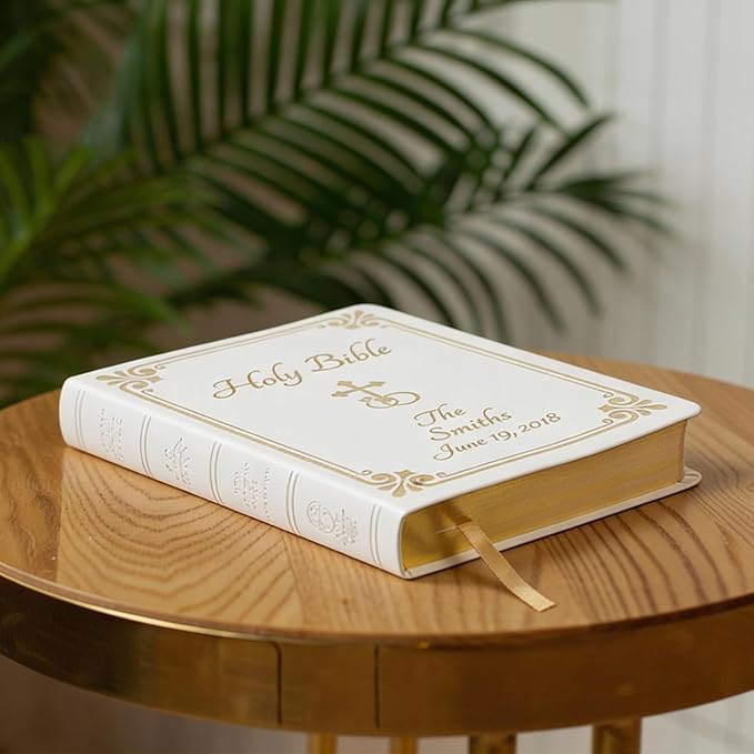 Personalized Catholic Bible with Name Engraved, NABRE - Holy Matrimony Wedding and Anniversary Bible for Newlyweds - Religious Vows Ceremony Christian Gift