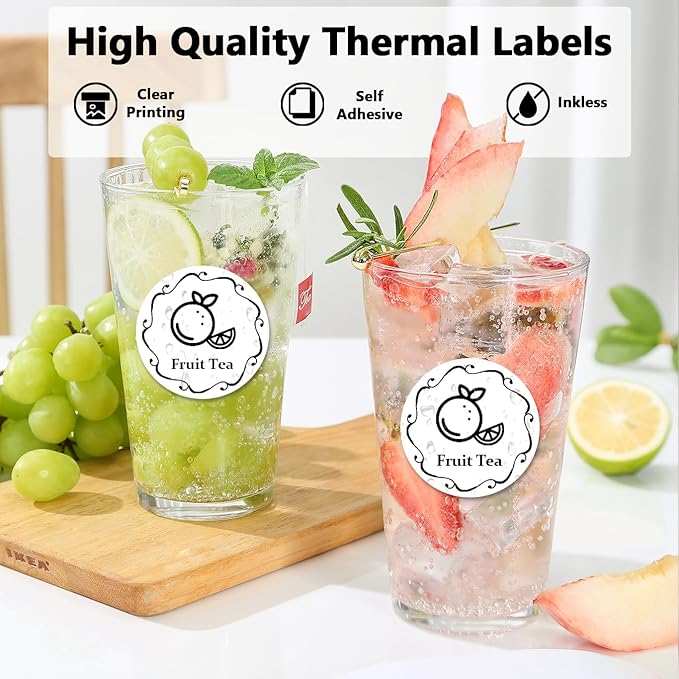 420PCS 2 Inch Circle Thermal Labels for Label Printer T50M Pro/ PL70E/ 130B/ M110/ PL80E, Round Self-Adhesive Thermal Printer Stickers for Business, DIY, Custom Stickers, White (3x140Pcs/Roll)