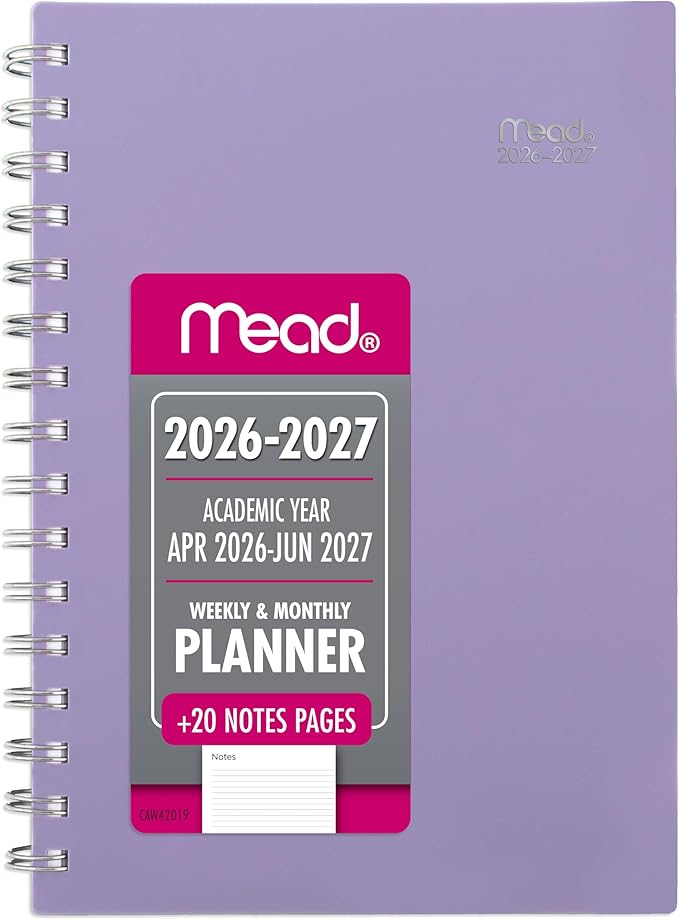 Mead Planner 2026-2027 Weekly & Monthly Academic 15-Month April-June, 5.5" x 8.5", Lilac (CAW42019)