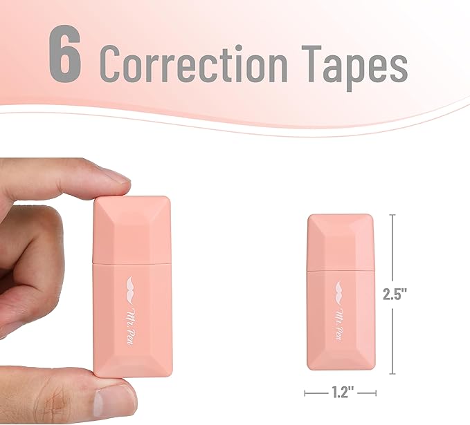 Mr. Pen- Correction Tape, 0.2" x 236", 6 pcs, Mocha Blush, Cute Correction Tape