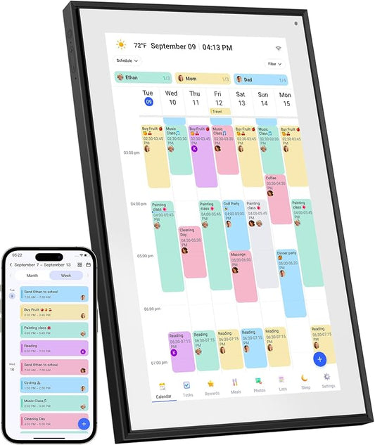Canupdog 15.6 Inch Digital Calendar Wall Planner 2026-2027 – HD Touchscreen Smart Photo Display for Family Schedules, 32GB Electronic Calendar Chore Chart + To-do List, Gifts for Women Mom
