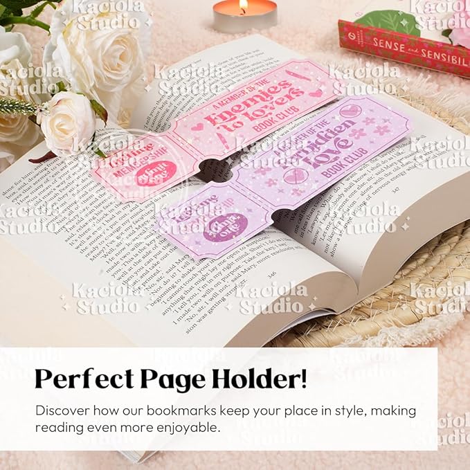 Kaciola Studio 16PCS Book Club Gifts Glitter Bookmarks, Funny Bookmarks for Women, Double Sided Bookmark Bulk Booklover Gifts, Book Accessories for Reading Bookclub Party Favors