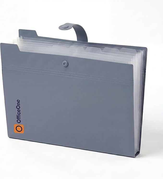 OfficeOne 8-Pocket Expanding File Folder, A4 Letter Size Accordion Document Organizer with Snap Closure, Labeled Tabs & Customizable Color-Coding Stickers, Home Office School (Slate Blue)