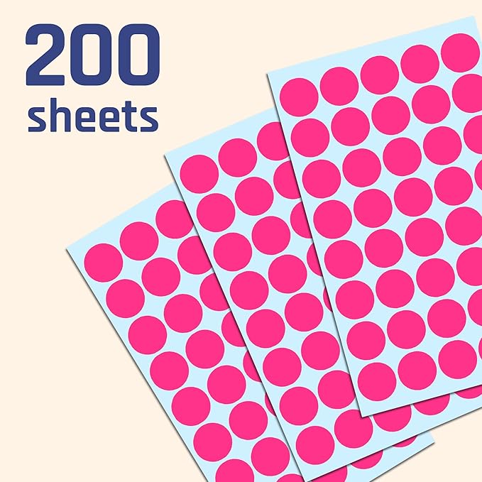 8000 Pack, 3/4" Round Dot Stickers Circle Labels - Pink