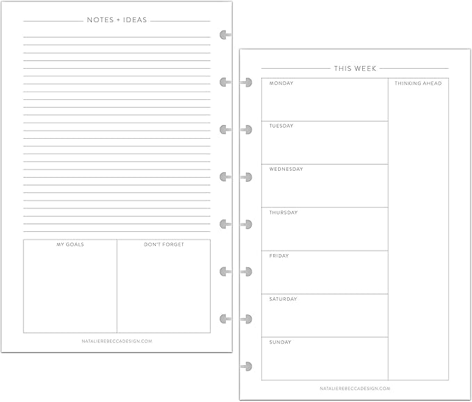 BetterNote This Week Refill Pages for Discbound Notebooks, Fits Happy Planner, Levenger Circa, Staples Arc, TUL, Talia (Classic- 6 months, 8-Disc, 5.5"x8.5")