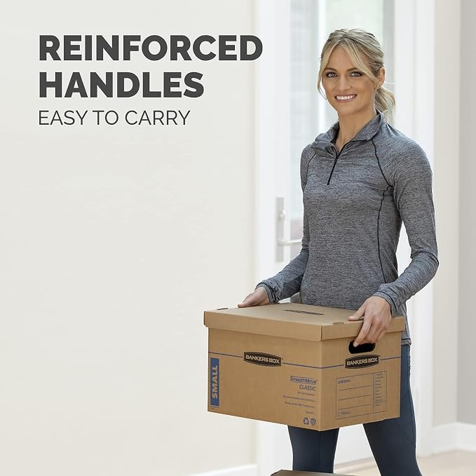 Bankers Box 7718201 SmoothMove Classic Large Moving Boxes 21l x 17w x 17h Kraft/Blue 5/Carton