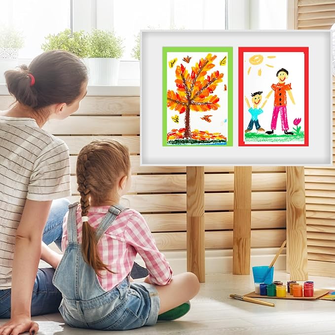 Dianelhall 25 Pcs Rainbow Color Frame Poster 8.3 x 12 Inch White Paper Colorful Bright Blank Display Board for School Project Kid DIY Craft Presentation Holiday Event