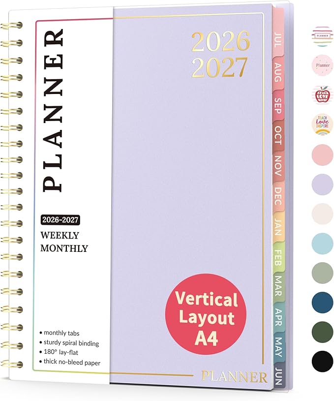 Teacher Planner 2026-2027, Forvencer Academic Planner 2026-2027, Jul 2026 - Jun 2027, 8.5"x11", Weekly & Monthly Planning Book with 7 Periods, School Agenda for Teacher Student, A4, Purple