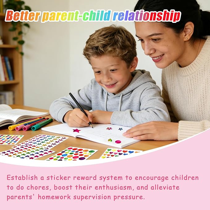 1848 PCS Kids Reward Sticker Set - Stars, Flowers, Hearts & Dots, Small Sparkly Holographic Stickers for Behavior Reward Chart, School Classroom Student Teacher Supplies and DIY Decoration