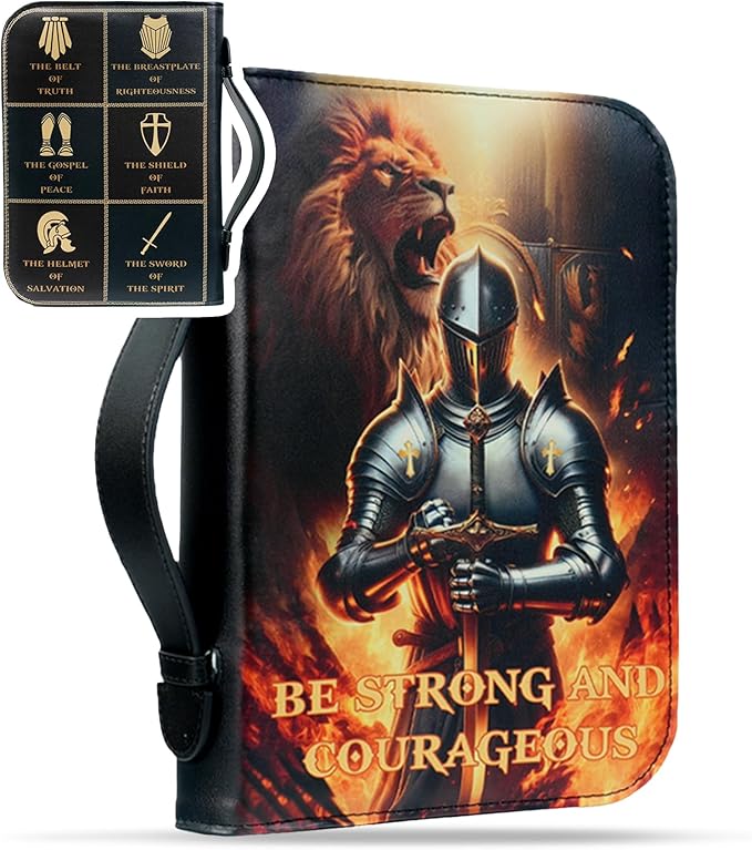 Personalized Knight Bible Cover for Women Men - XL Faith Scripture Study Bible Carrier Case Bag Accessories Supplies - Religious Bible Pattern Leather Organizer - Christian Pastor Appreciation Gifts