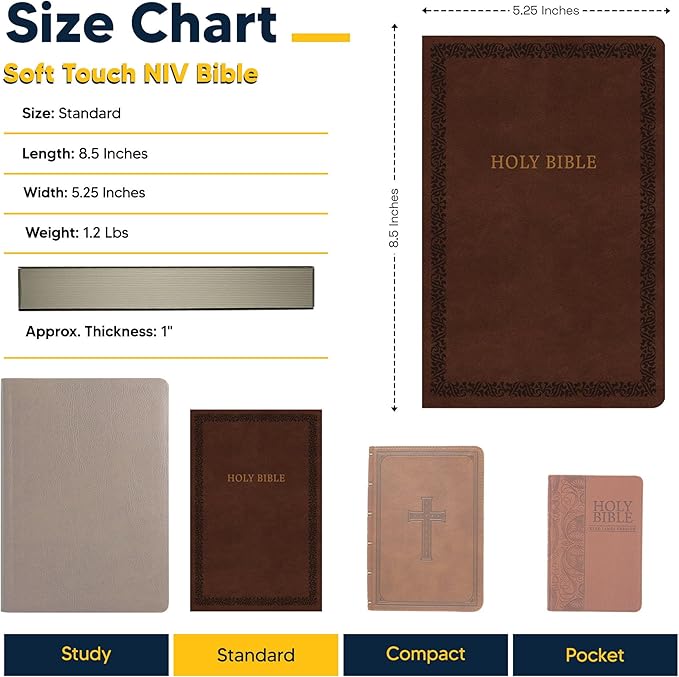 Personalized Soft Touch NIV Thinline Holy Bible with Custom Name on Lower Right Corner of Faux Leather Cover | Small Print | Custom Gift for Christian & Religious Celebrations | Brown