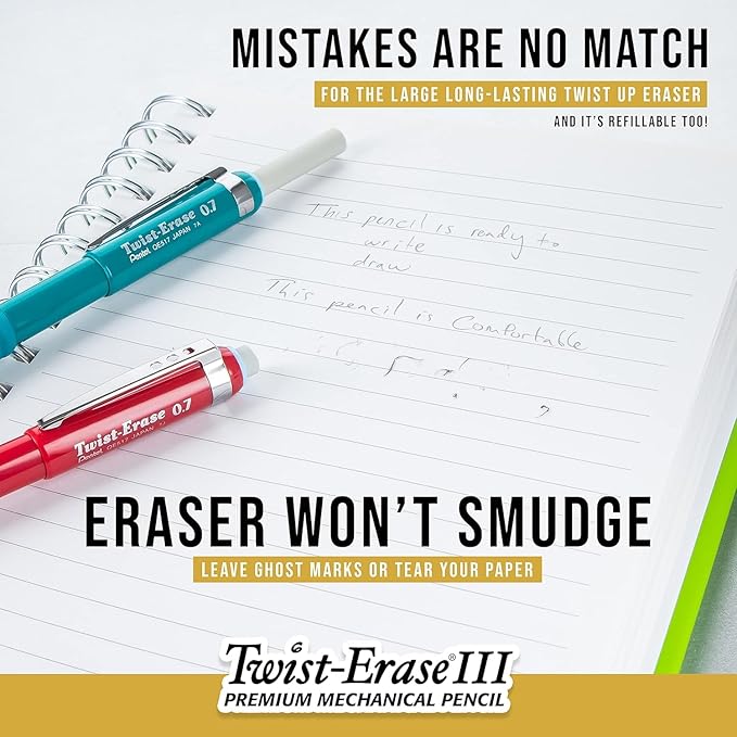 Pentel Twist Erase Refill Erasers - Pack of 18 Latex Free Refills for Twist Eraser Mechanical Pencils