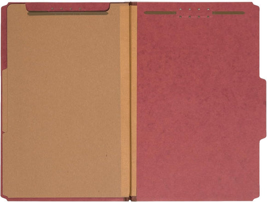 Smead Value Filing 100% Recycled Pressboard Classification File Folder, 1 Divider, 2" Expansion, Legal Size, Red, 10 per Box