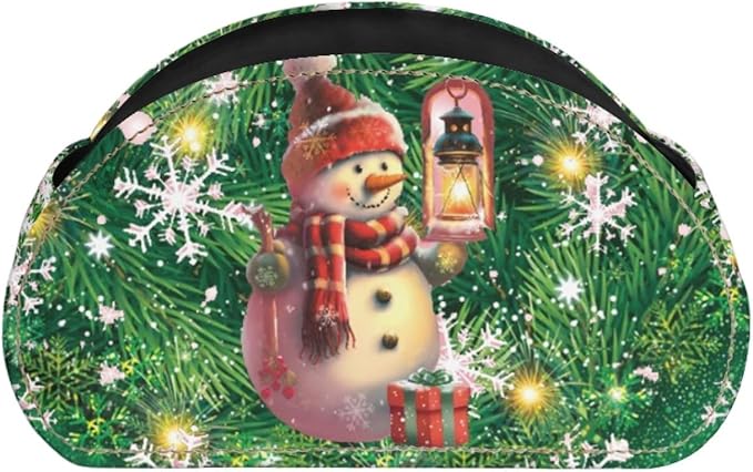 Forchrinse Christmas Snowman Remote Control Holder Leather TV Remote Caddy for Christmas Table Desktop Organizer with 5 Compartment for Office Supplies,Makeup Brush,Media Controllers
