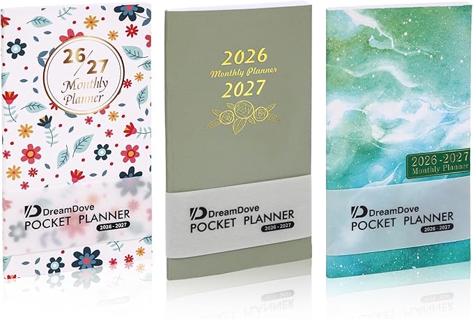 3 Pack 2025-2027 Pocket Monthly Planner 2 Year Small Size Mini Pocket planner Academic Planner With Daily Quotes Hardcover Agenda Book Perfect Organizer for Purse,Planning, Organizing, and Office Use