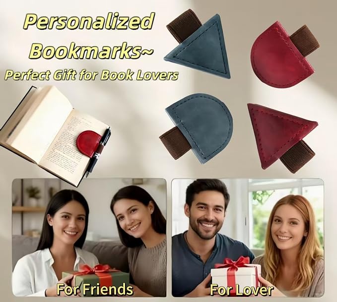 Vintage Mark Bookmark with Pen Holder, Magnetic Leather Bookmarks for Men Women Kids Book Lovers, Personalized Magnet Bookmark Clip Page Markers for Student Teacher Gifts Reading Accessories