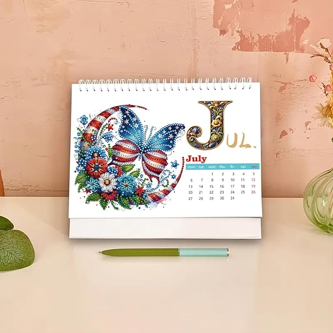 2026 Standing Desk Calendar DIY Diamond Art Painting Monthly Flip Desktop Calendar with To Do List Calendars Planner for Home Office-2026-A