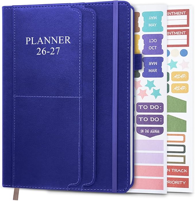2026-2027 Planner - Weekly & Monthly Planner Runs from July 2026 to Dec 2027, 5.8" x 8.25", 18 Months Planners, 14 Notes Pages, Inner Pocket, PU Leather Hard Cover, Blue Monthly Planners 2026-2027