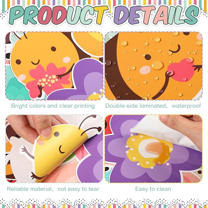 Pasimy Hello Spring Bulletin Board Decorations Spring Classroom Decoration Springtime Flower Bulletin Boards Floral Butterfly Bee Paper Cutouts for School Home Office Door Wall Window Easter Party