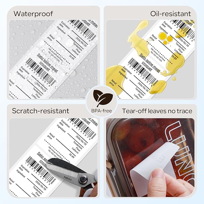 Phomemo M220 Labels, for M250 M200 M221 M260 3 Inch Label Printer, Multi-Purpose Thermal Paper for Address, Shipping, Ingredient, Clothing, Small Business, Black on White 2.76"x3.15"(70x80mm) 3 Rolls