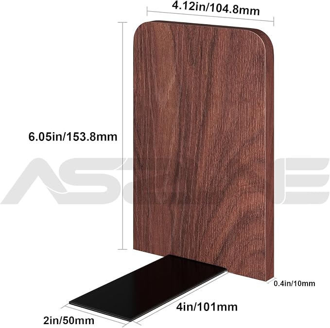 Book Ends,2Pairs Bookends Square Heavy Duty Wooden Bookend