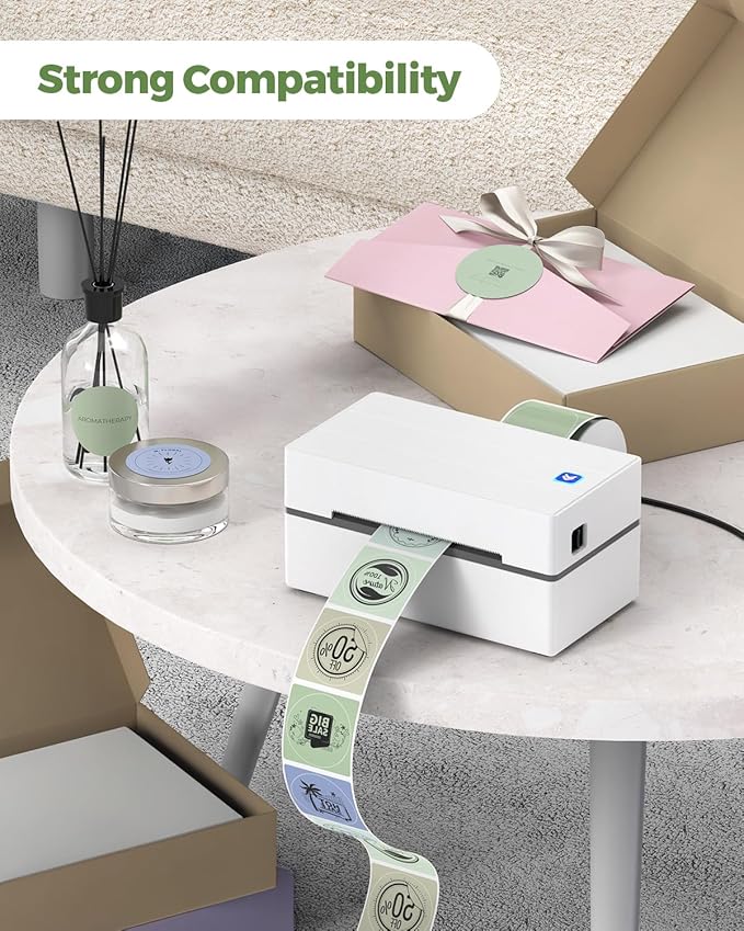 MUNBYN 2 Inch Circle Thermal Labels, Multicolor Thermal Label Stickers for Custom Logo, Candle, 150 Sheets/1 Roll