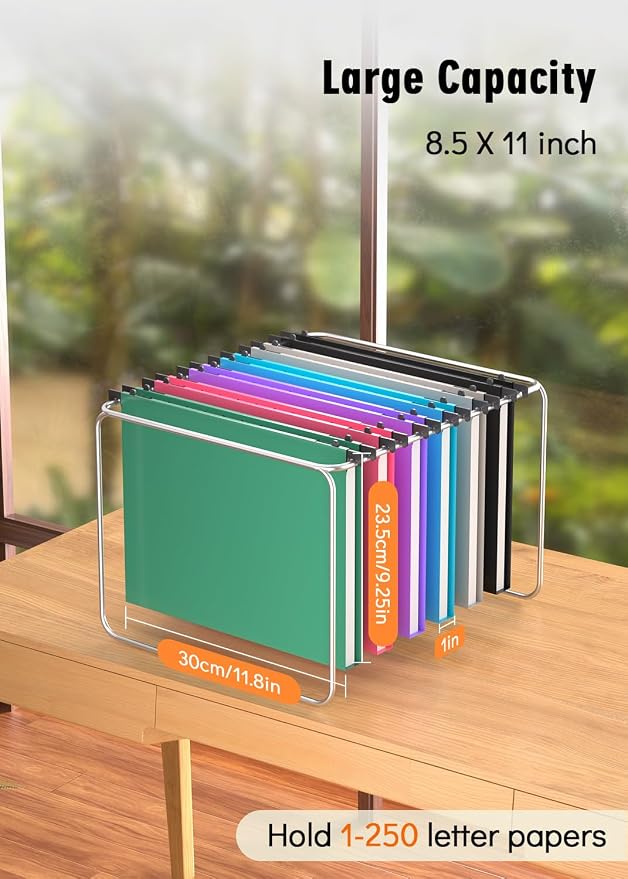 Extra Capacity Plastic Hanging File Folder, 12 Pack Reinforced Hang Folders Letter Size, Heavy Duty 1 Inch Expansion Filing Cabinet Folders, for Bulk Files, Medical Charts, Assorted Colors