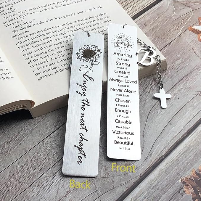 Bible Bookmark for Women Book Lovers Sister Christian Book Marker Gifts for Reader Teens Girls Baptism Birthday Christmas Gift for Coworker Students Bookish Easter Gifts (Silver-B)