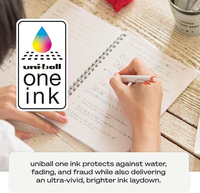uniball one Retractable Gel Pens, Medium Point (0.7mm), Black Ink, 5 Pack