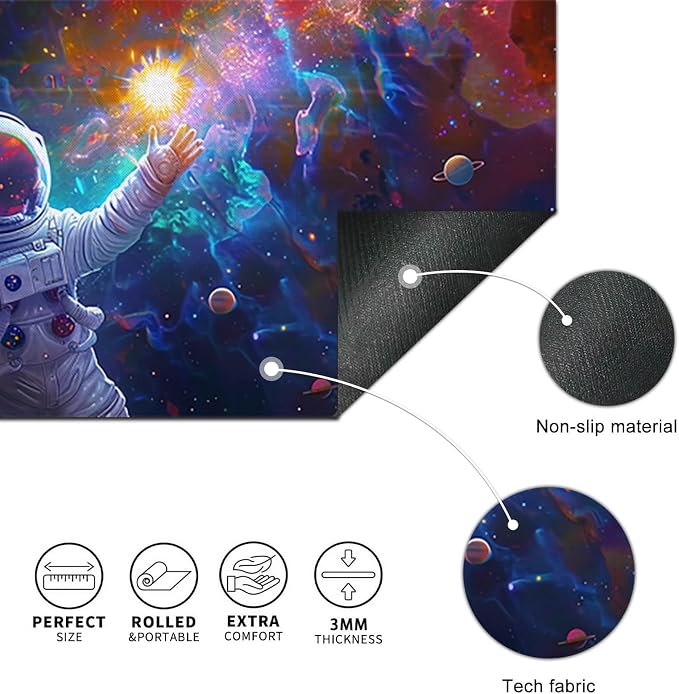 HOMETITUTE XL Mouse Pad 31.5 x 11.8 in Space Astronaut Desk Mat Large Extended Keyboard Mousepad Non Slip Waterproof Nebula Design for Gaming Office Home