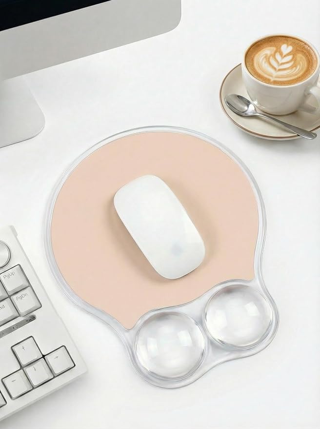 Ergonomic Gel Mouse Pad Wrist Rest Support for Desk, PU Base, Smooth Surface, Crystal Gel Cushion, Non-Slip Stability, Mousepad for Office/Home/Study Skin Tone AMP-03