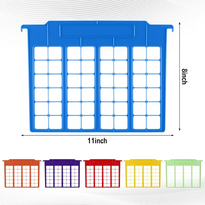 Watersay 12 Pack File and Folder Dividers 11 x 6 Inches Hanging Filing Cabinet Dividers Plastic Folder Organizer Insertable File Separators Office Filing Supplies for Organization (Rainbow Color)