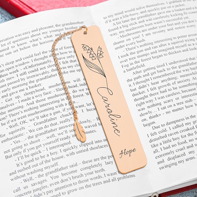 Personalized Bookmarks for Women Book Lover Custom Birth Flower Bookmark with Name Birthday Gifts for Reader Kids Cute Bookmarks for Mom Daughter Girlfriend Valentines Graduation Christmas Gifts