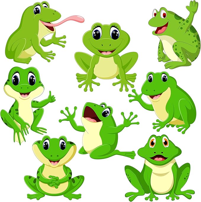 48 Pieces Frog Cutouts Classroom Bulletin Board Decorations Back to School Decorations Cute Green Frog Cutouts for Names with Glue Points for Classroom Teacher Student School Birthday Party Decor
