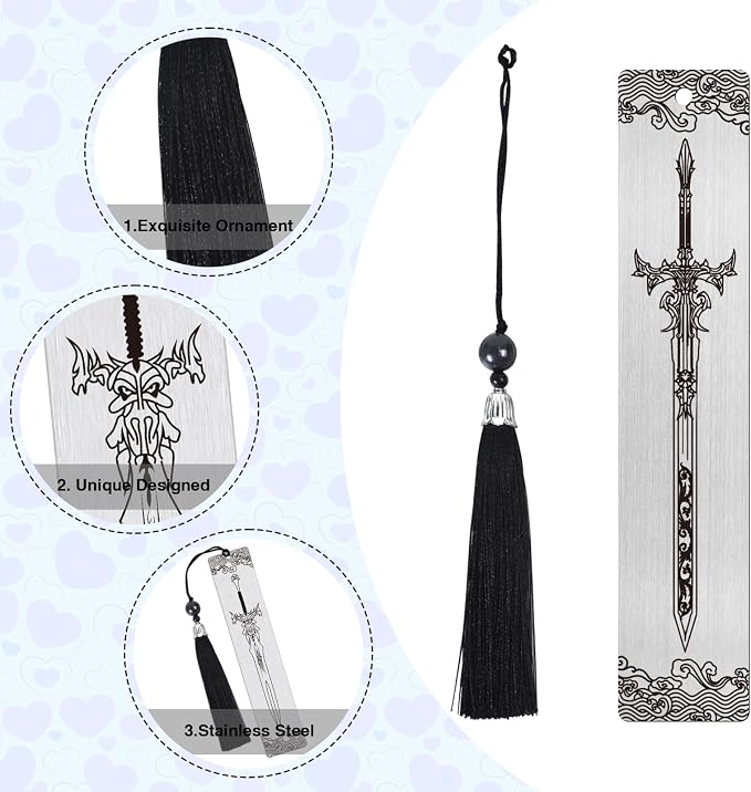 Sword Metal Bookmarks Gifts - 4PCS Cool Sword Bookmark for Book Lovers, Fantasy Book Accessories for Reading Women Men, Graduation Thanksgiving Christmas Bookish Birthday Gifts