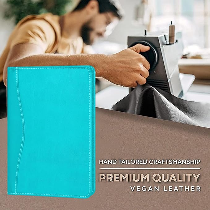 Lcjtop Padfolio/Portfolio Binder, Mini Padfolio Portfolio Binder 5 x 8 Legal Writing Pad, A5 Document Organizer Folder for Men Women, Columbia Blue.