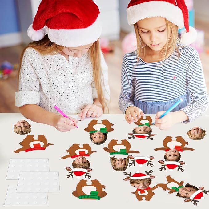 60Pcs Christmas Reindeer Cutouts Christmas Bulletin Board Decoration Xmas Elk DIY Photo Craft Cutouts Winter Classroom Supplies for Teacher Student School Classroom Holiday Party Chalkboard Wall Decor