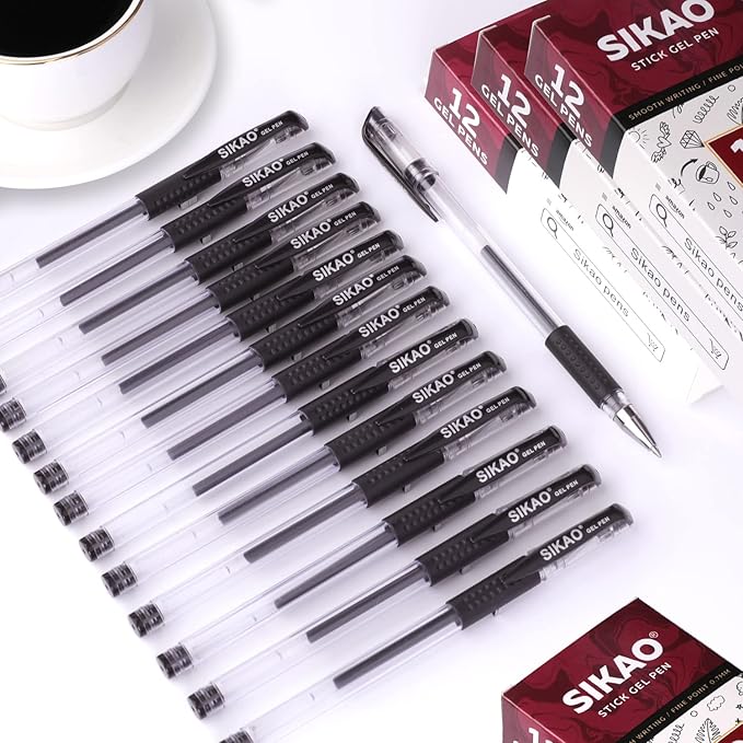 Black Gel Pens Bulk, 60 Pack 0.7mm Fine Point Gel Ink Rollerball Pens, Smooth Quick-Dry Black Ink No Smear, Comfortable Grip Pens for Office, School, Journaling, Note-Taking & Daily Writing