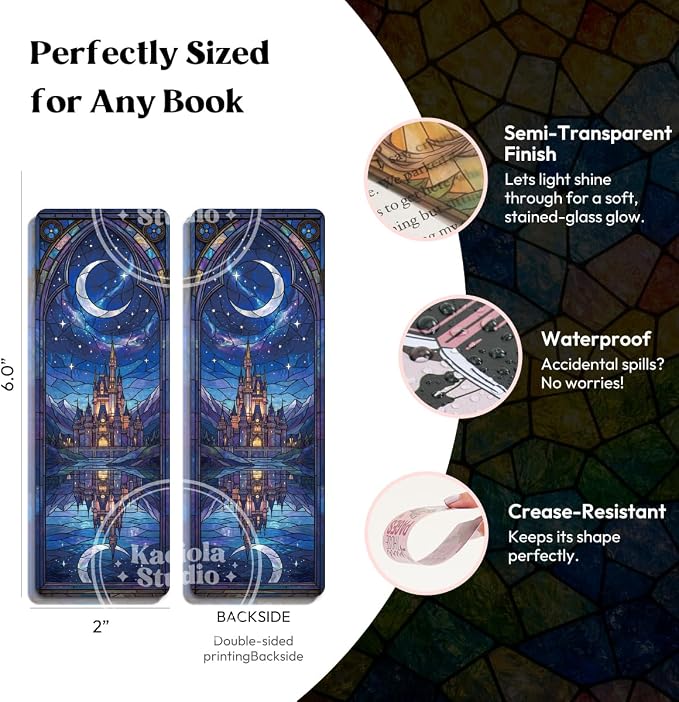 Kaciola 10PCS Stained Glass Bookmarks, Fantasy Transparent Book Marks for Reading, Book Lovers Bookish Items Gift, Cool Bookmarks Accessories for Women Men Book Lovers Booktok (Fantasy)